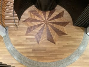 nwfa wood floor of the year. Install Integrity Floors. Walnut and White Oak custom design.